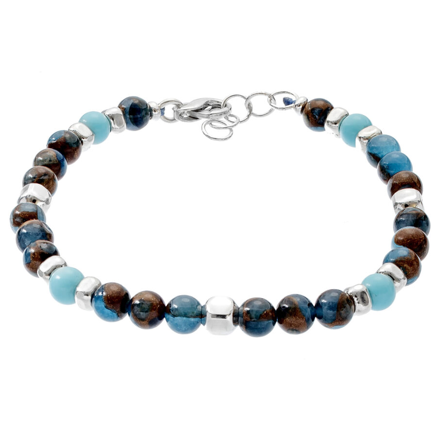 Soulman - bracciale uomo in argento naturale e pietre