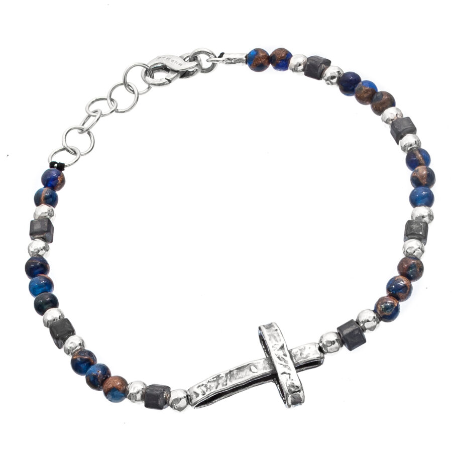 Soulman - bracciale uomo in argento brunito e pietre