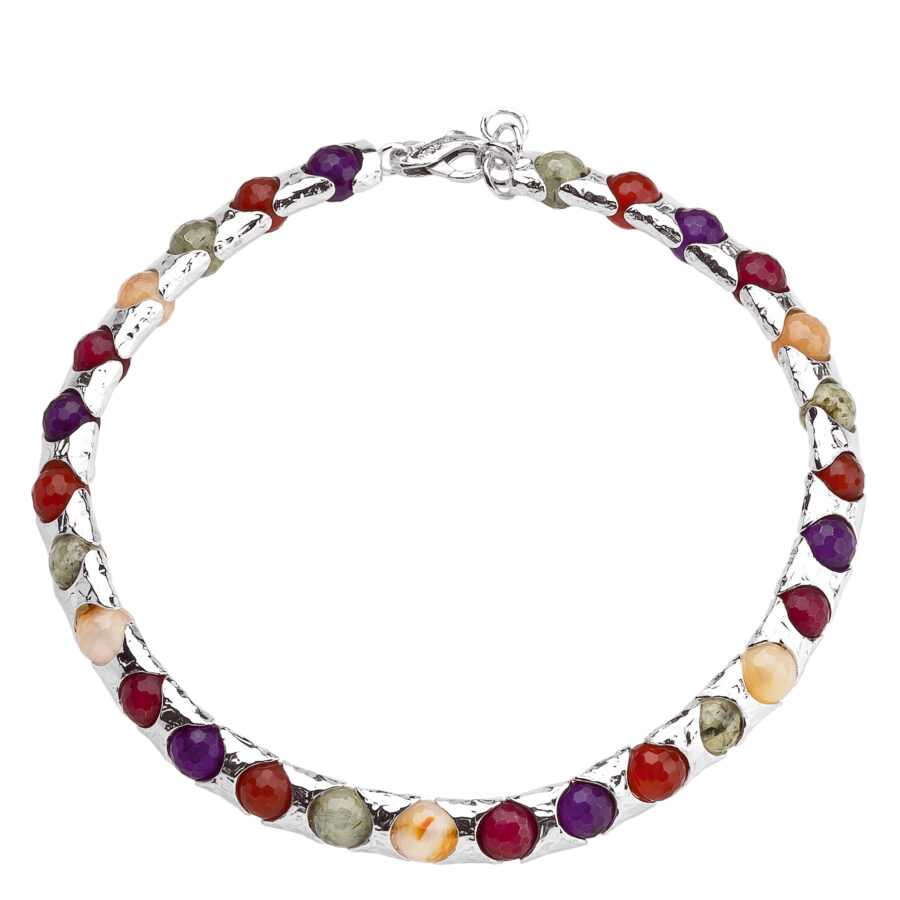 Rainbow - collana in argento naturale e pietre
