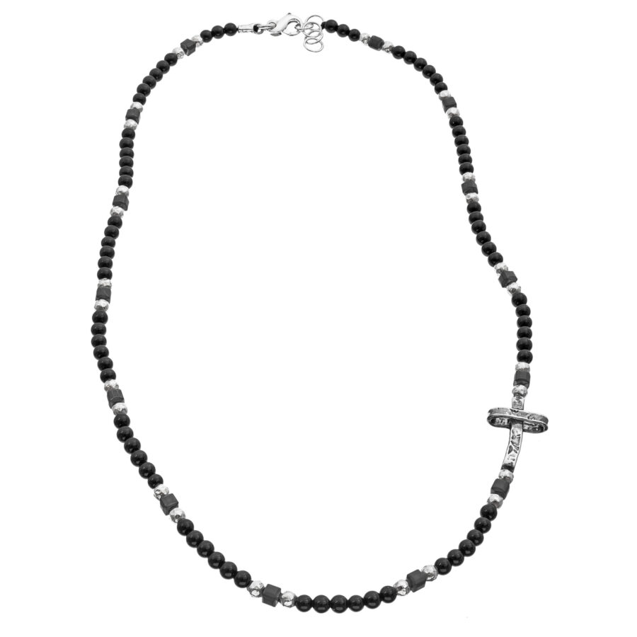Soulman - collana uomo in argento brunito e pietre