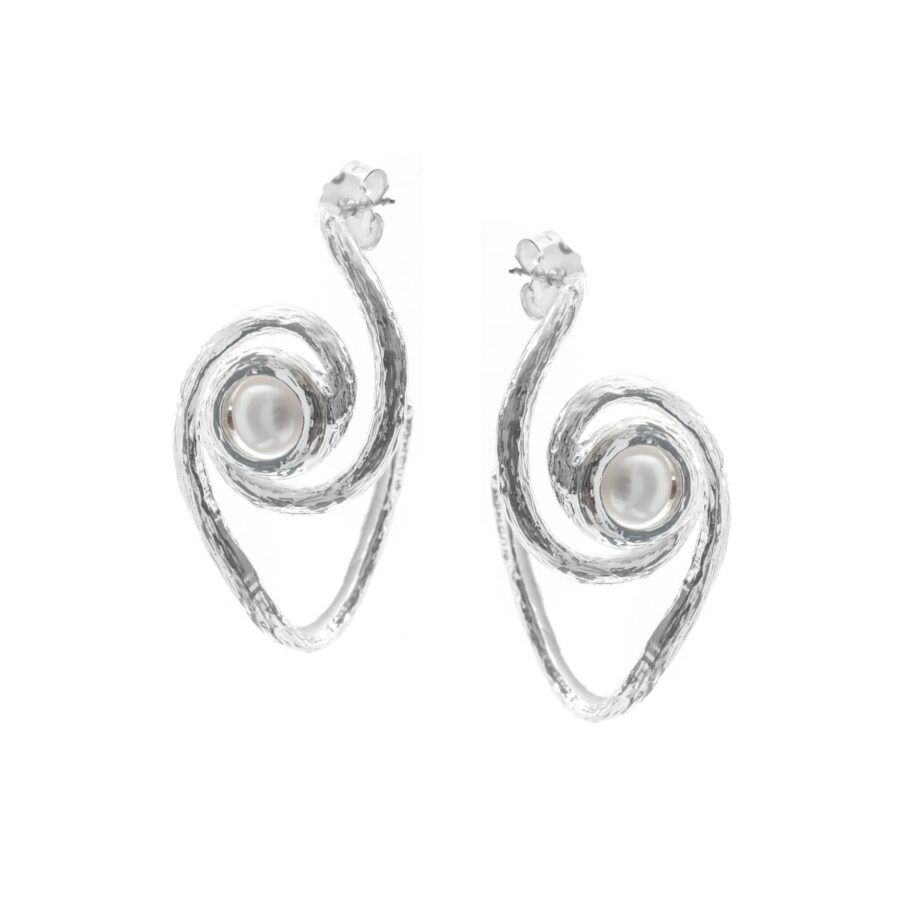 Eos - orecchini in argento naturale e perle