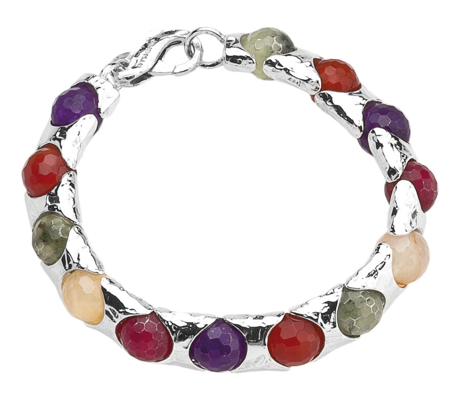 Rainbow - bracciale in argento naturale e pietre