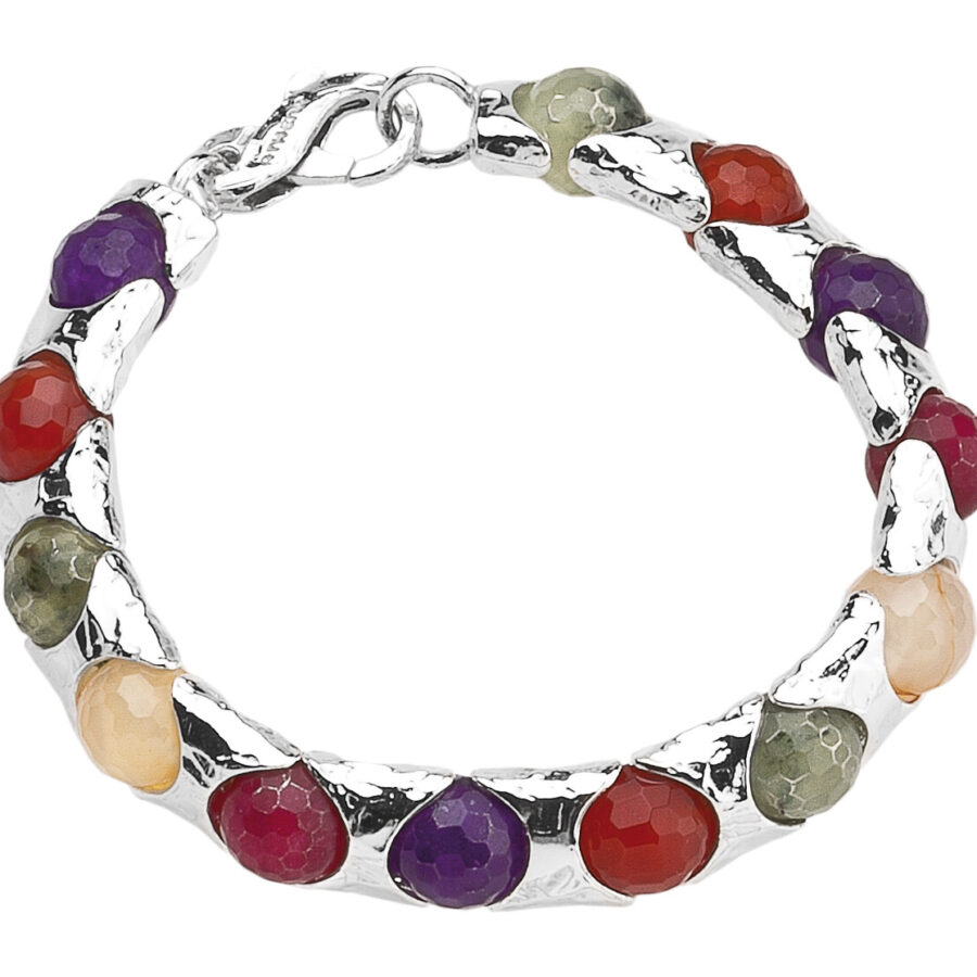 Rainbow - bracciale in argento naturale e pietre