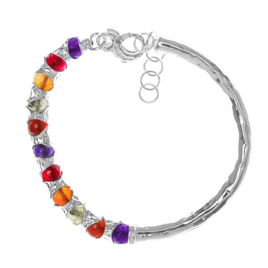 Rainbow - bracciale in argento naturale e pietre
