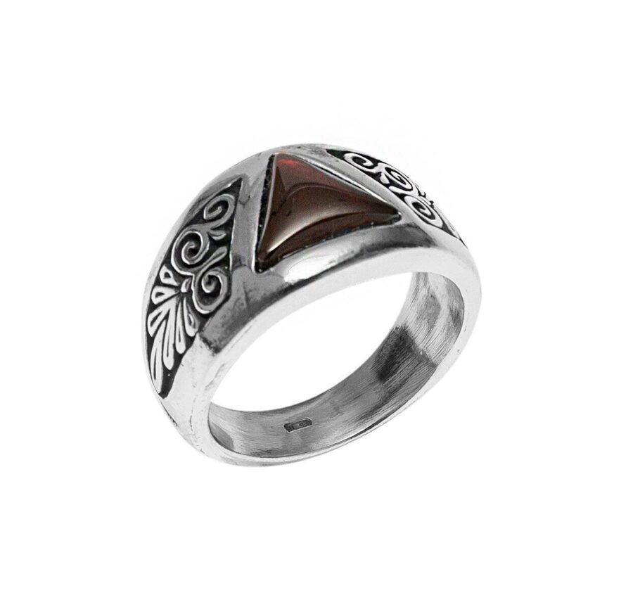 Soulman - anello uomo in argento brunito e pietra