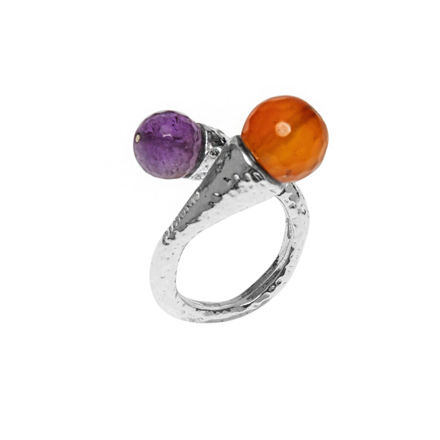 Rainbow - anello in argento naturale e pietre
