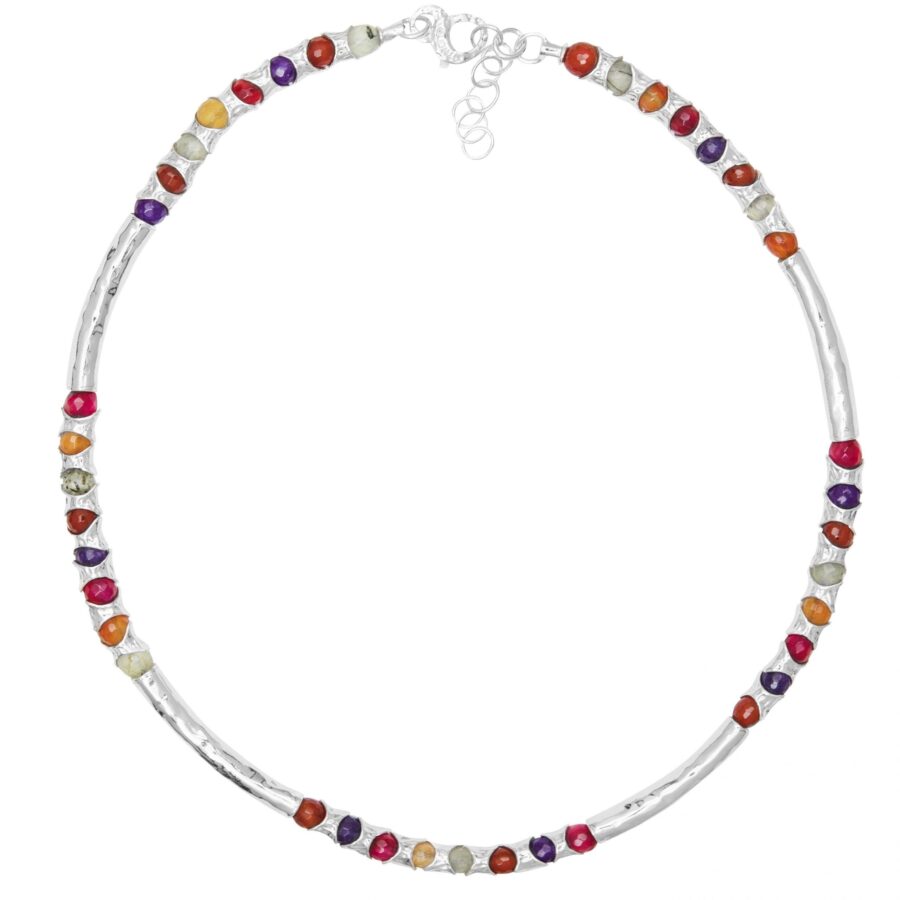 Rainbow - collana in argento naturale e pietre