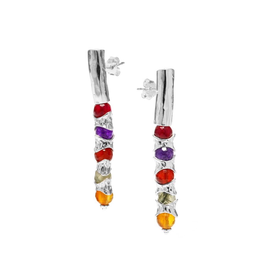 Rainbow - orecchini in argento naturale e pietre