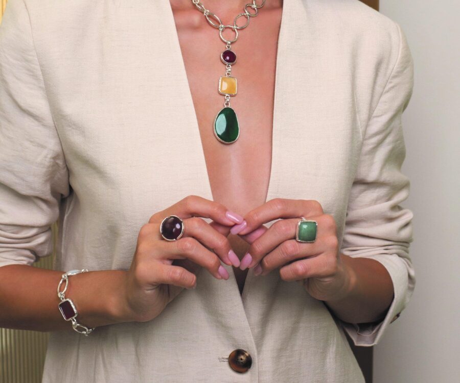 Mediterranea - anello in argento naturale e pietra - immagine 2