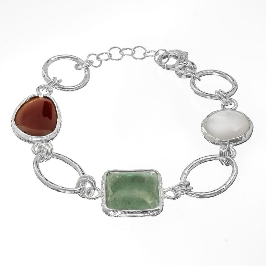 Mediterranea - bracciale in argento naturale e pietre