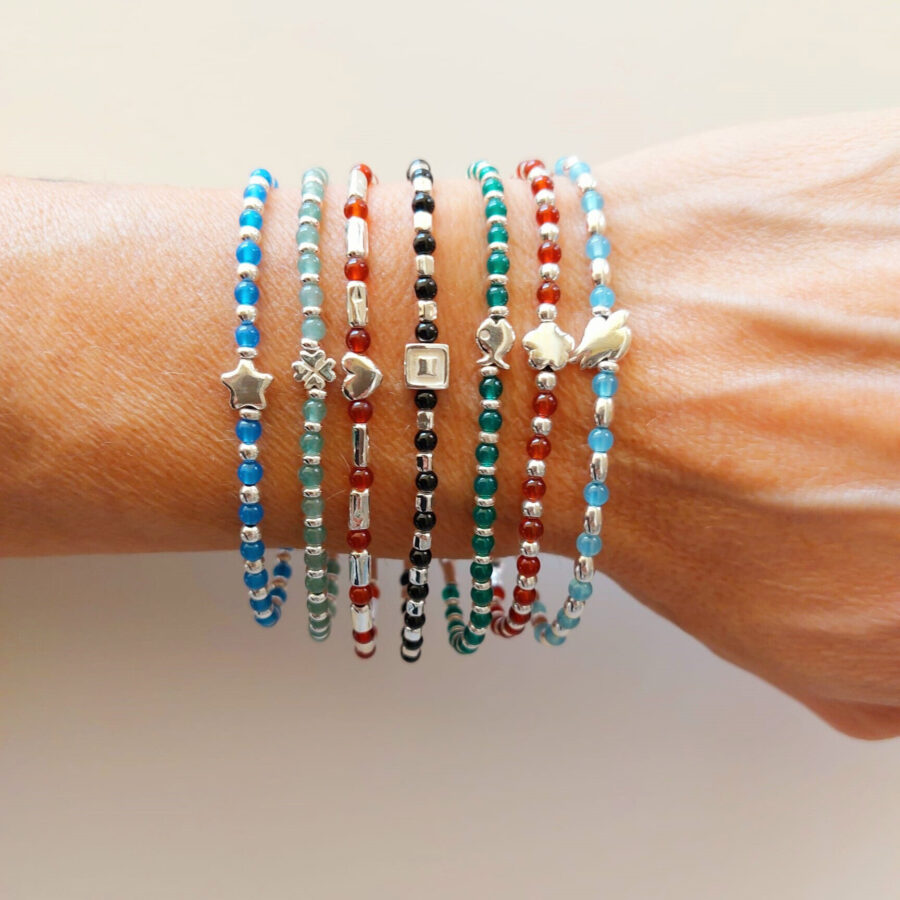 Brividi - bracciale in argento naturale e pietre - immagine 2