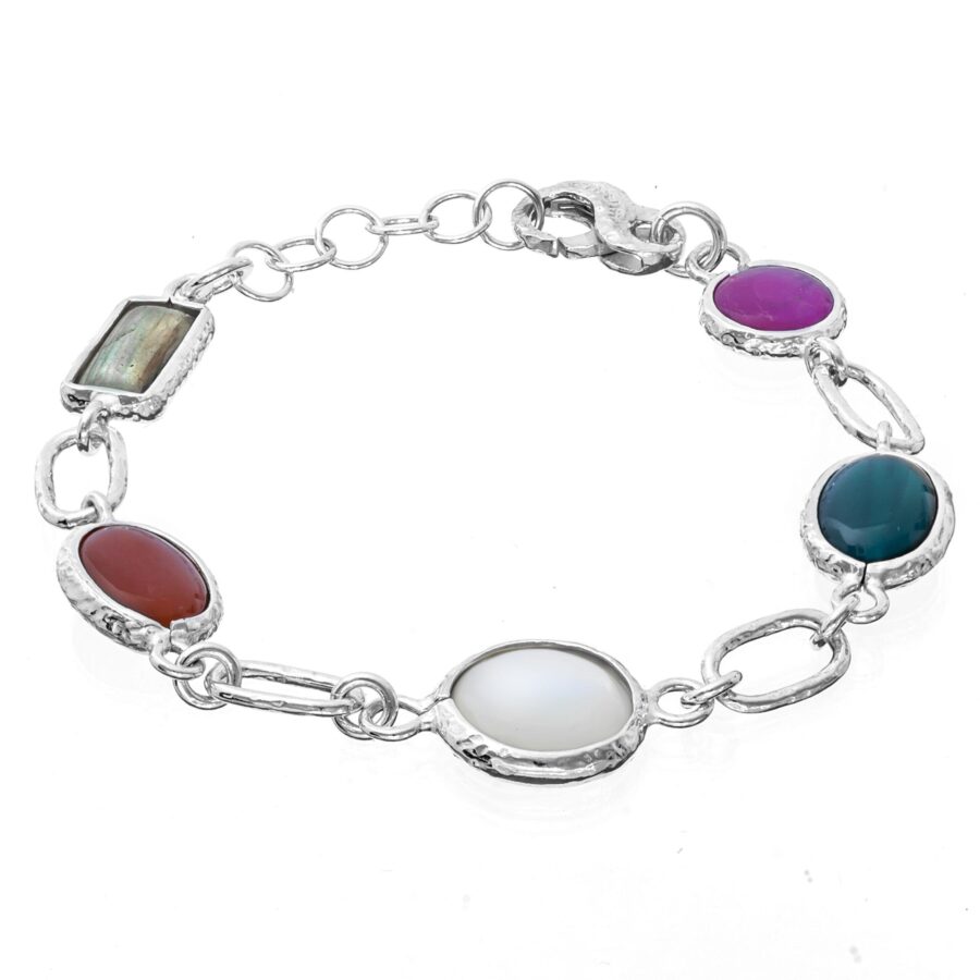 Mediterranea petite - bracciale in argento naturale e pietre
