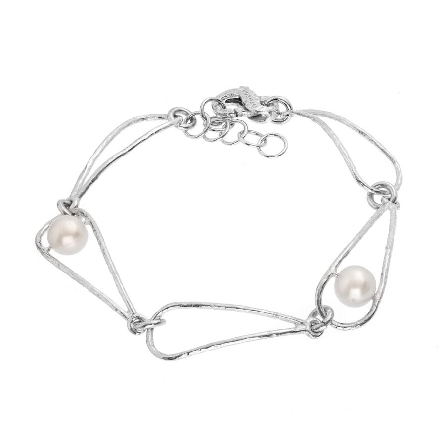 Giulia - bracciale in argento naturale e perle