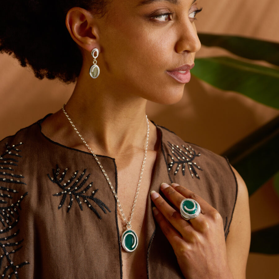 Oasi - collana in argento naturale e pietra - immagine 2