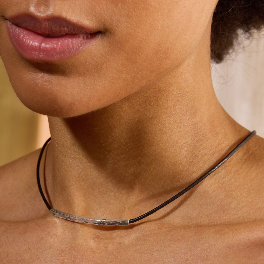 Siwa - collana in argento naturale e cordino - immagine 2