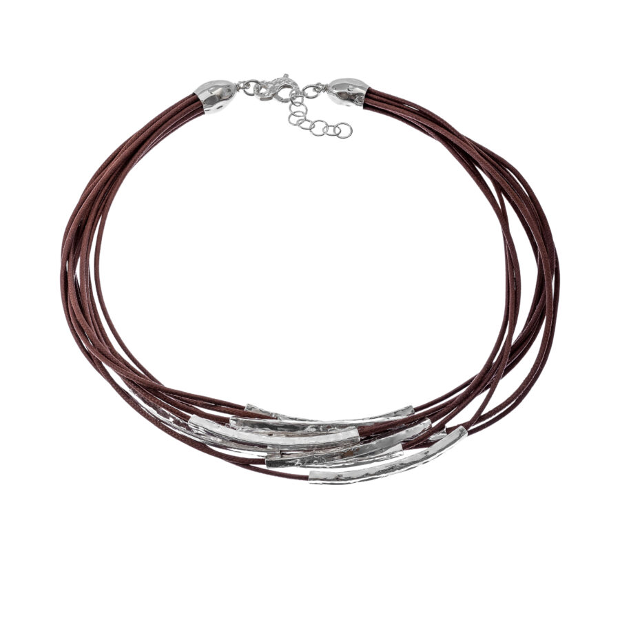 Siwa - collana in argento naturale e cordino
