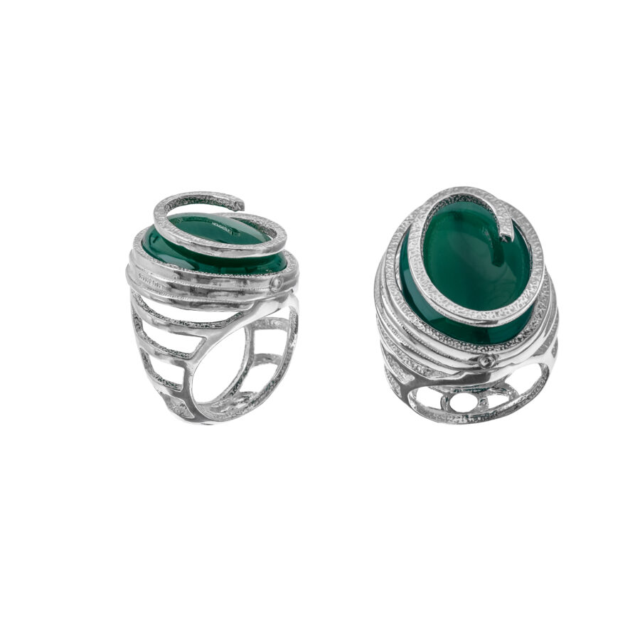 Oasi - anello in argento naturale e pietra