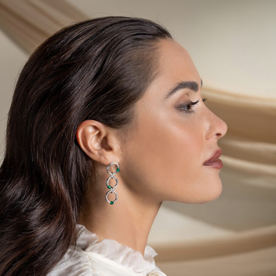 Dafne - orecchini in argento naturale e pietre - immagine 2