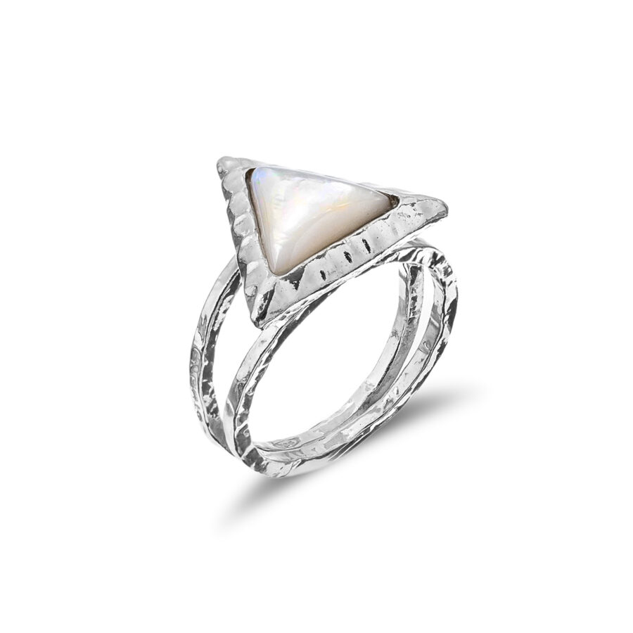 Nyssa - anello in argento naturale e madreperla