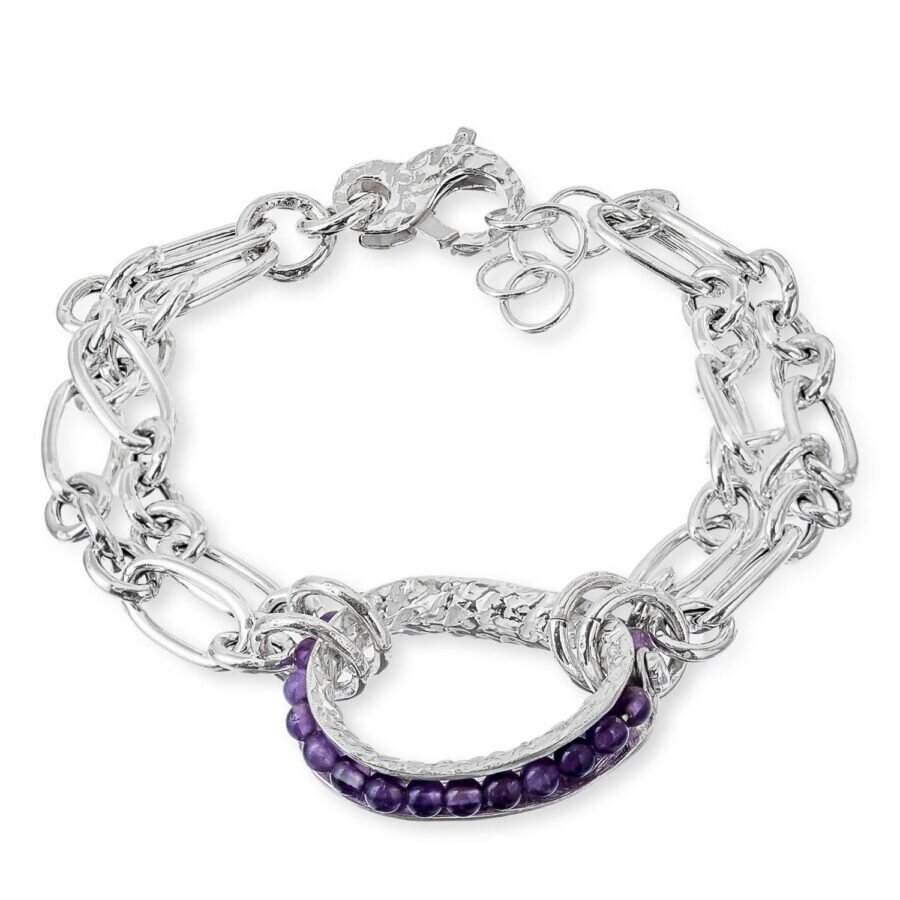 Venere - bracciale in argento naturale e pietre