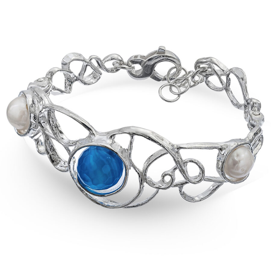 Vibra  - bracciale in argento naturale e pietre