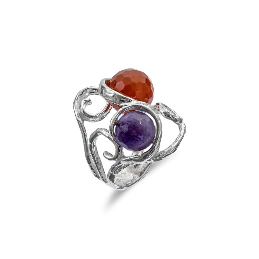 Vibra  - anello in argento naturale e pietre