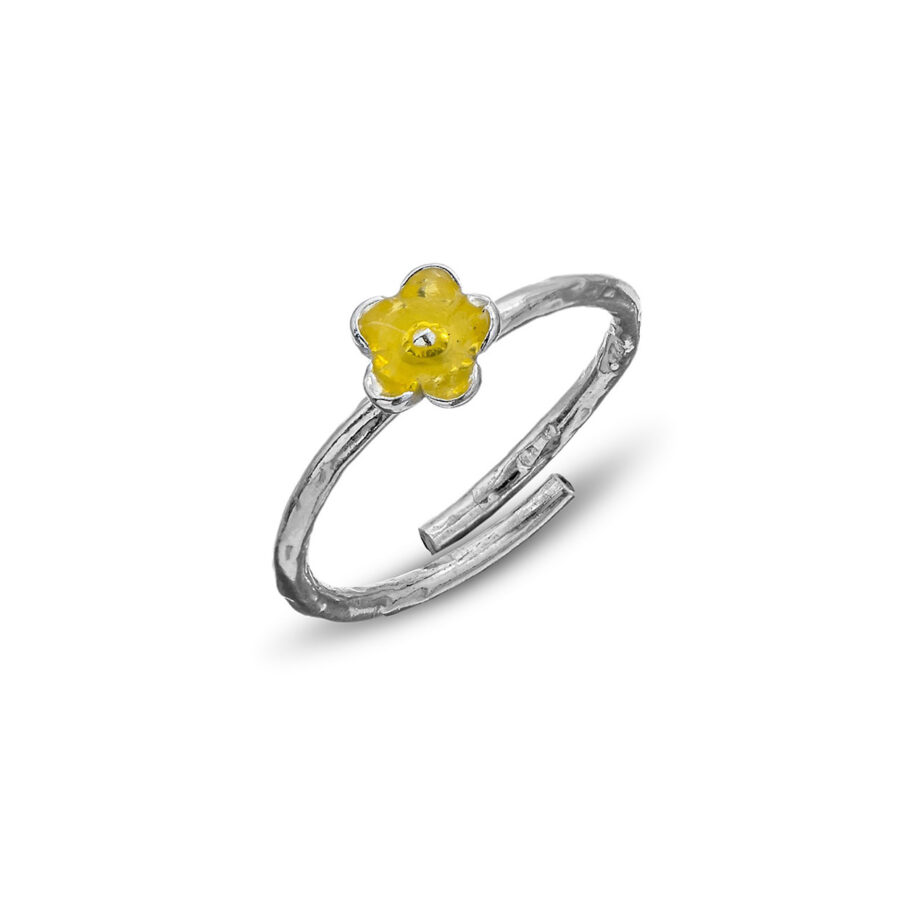 Narcisi  - anello in argento naturale e smalto