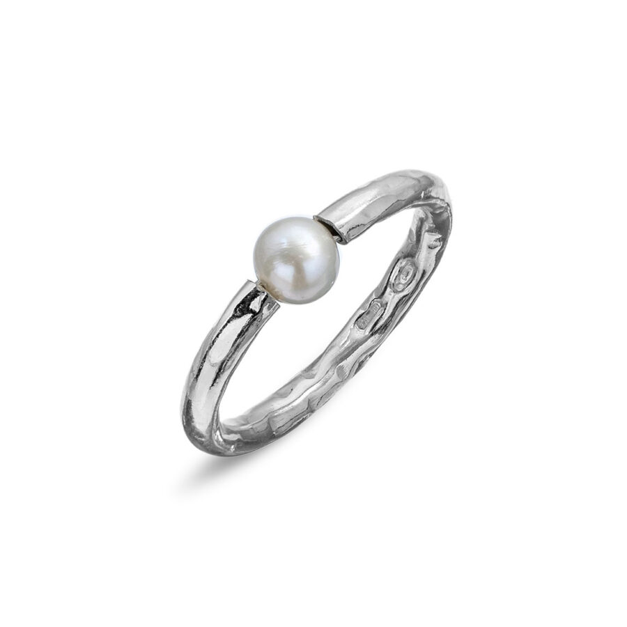 Ninfee  - anello in argento naturale e perla