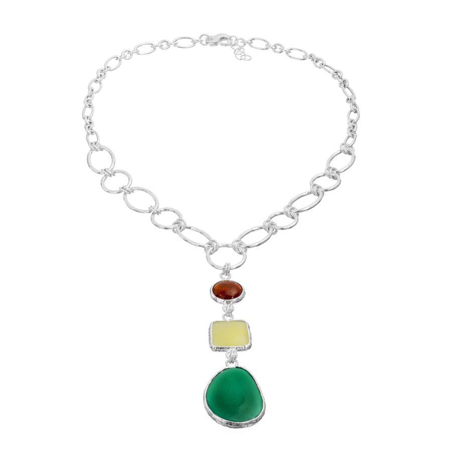 Mediterranea - collana in argento naturale e pietre