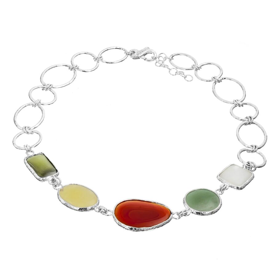 Mediterranea - collana in argento naturale e pietre
